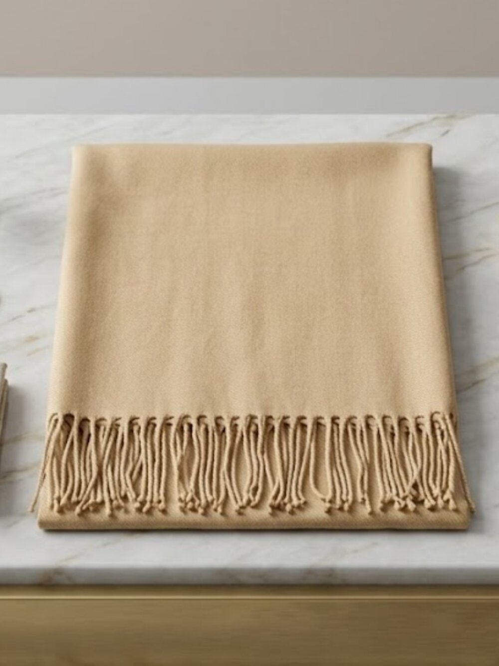 Undranded tan beige fringe Pashmina Scarf Wrap Shawl